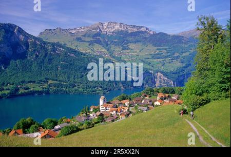 Lake Walen, Obstalden, Switzerland Stock Photo