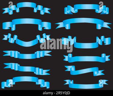 Collection of vector brightly ribbons in different shape Stock Vector