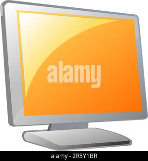 Silhouette of widescreen monitor isolated on white background. Vector ...