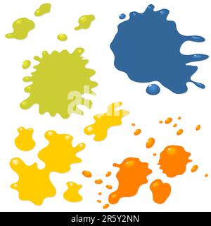 Ink drops and splashes isolated over white background Stock Vector