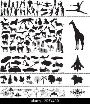 icone people animal vehicle nature and ornament. Stock Vector