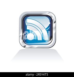 Glossy Blue Rss Feed Icon Stock Vector