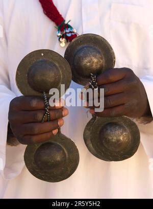 Morocco, traditional musicians with instruments, Pigeons du Sable group ...