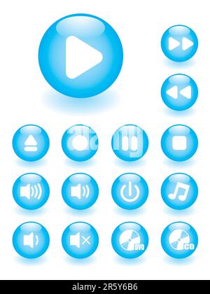Set of glossy music buttons.  More buttons in my portfolio. Stock Vector