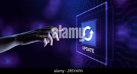 Update System Upgrade Software version technology concept on virtual screen. Stock Photo
