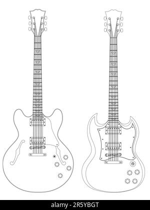 Vector isolated image of electric guitars on white background. Stock Vector