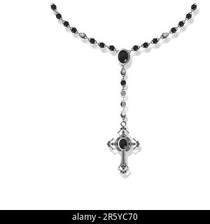 A vector illustration of a rosary necklace.  (Every piece can be ungrouped and manipulated) Stock Vector