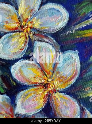 art  oil painting Colorful  Plumeria    flower  ,   frangipani flower Stock Photo