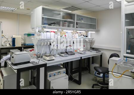 Laboratory of Biological Research. The interior of a modern scientific laboratory. Stock Photo