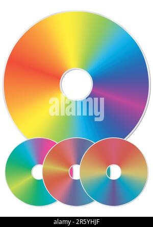 Compact disk with rainbow reflections. Isolated on white background. Vector illustration. Stock Vector