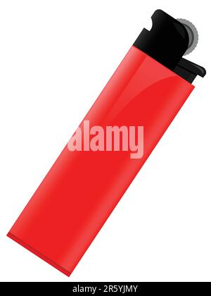 Red lighter for smoking in a vector on a white background Stock Vector