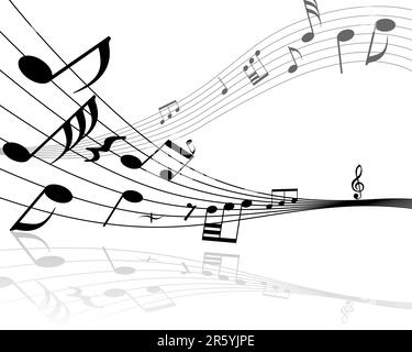 Musical notes background with lines. Vector illustration. Stock Vector