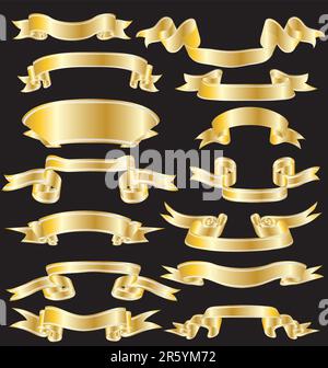 Collection of vector brightly ribbons in different shape Stock Vector