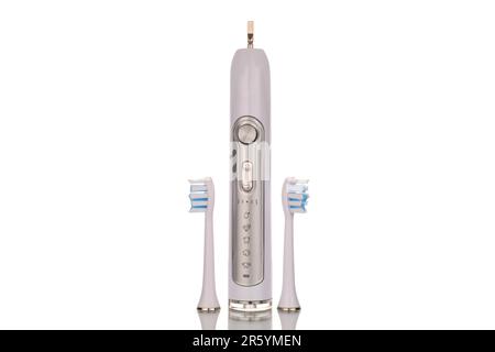 One electric toothbrush, macro, isolated on a white background. Stock Photo