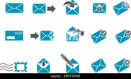 Vector icons pack - Blue Series, mail collection Stock Vector