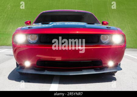 spectacular front end of a classic american sports car from the 70s Stock Photo