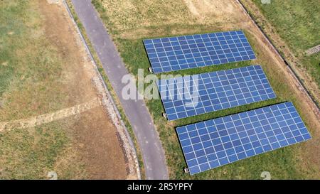 solar panels on the field Stock Photo