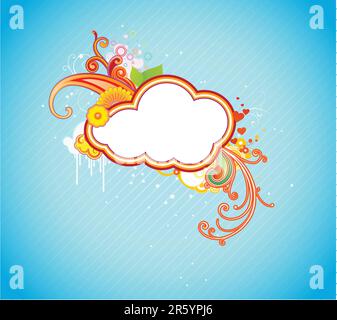 Vector illustration of retro styled design frame made of floral elements Stock Vector