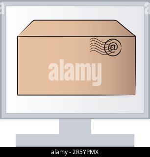 computer monitor with email letter on the screen Stock Vector
