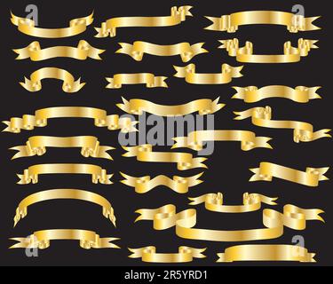 Collection of vector brightly ribbons in different shape Stock Vector