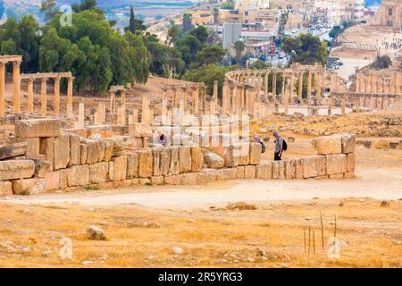 Jerash, Jordan - November 7, 2022: People visiting ancient Roman settlement of Gerasa Stock Photo