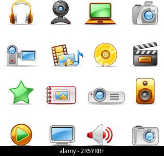 Set of icons on a theme Photo and Video Stock Vector