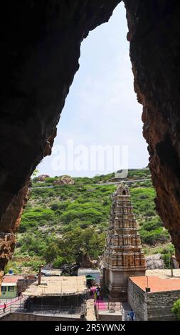 Yaganti Temple View from Agastya Cave, Nandyal, Andhra Pradesh, India. Stock Photo