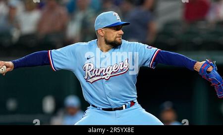 This is a 2023 photo of Nathan Eovaldi of the Texas Rangers baseball team.  This image reflects the Texas Rangers active roster as of Tuesday, Feb. 21,  2023, when this image was