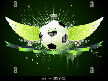 Vector illustration of style soccer football winged emblems Stock Vector