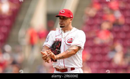 Cincinnati Reds' Fernando Cruz prepares to throw during a baseball game  against the Colorado Rockies in Cincinnati, Monday, June 19, 2023. (AP  Photo/Aaron Doster Stock Photo - Alamy