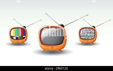 Vector illustration of funky styled design of cute television Stock Vector