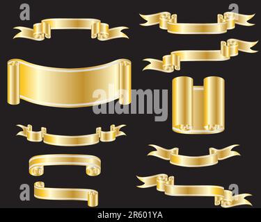 Collection of vector brightly ribbons in different shape Stock Vector