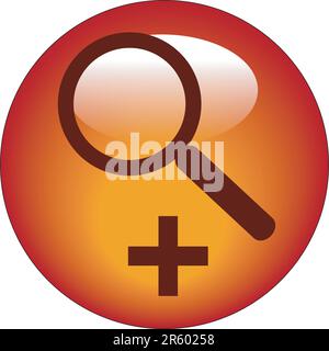 magnifying glass on plus button - zoom in icon Stock Vector