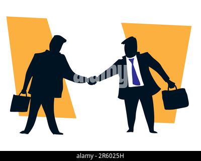 Two businessmen shaking hands finishing up a successful meeting Stock Vector