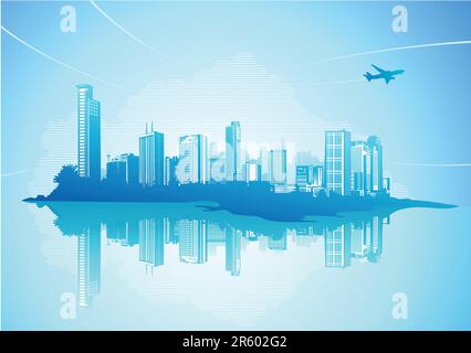 Big City - Grunge styled urban background.  Vector illustration. Stock Vector