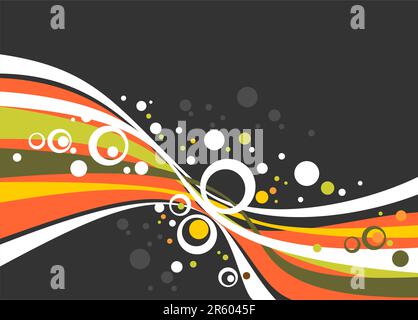 Abstract circles and strips on a black background. Stock Vector