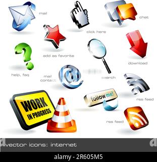 icons on internet related topics - 12 pieces Stock Vector
