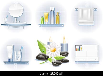 Set of bath and spa related icons Stock Vector