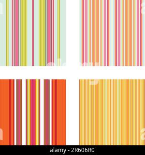 Four retro (seamless) vector stripe patterns in bright colors Stock Vector