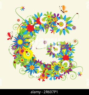 Letter G, floral design. See also letters in my gallery Stock Vector