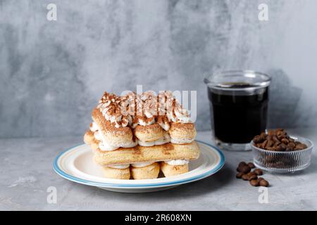 Unbaked Tiramisu Italian Coffee Cake Stock Photo