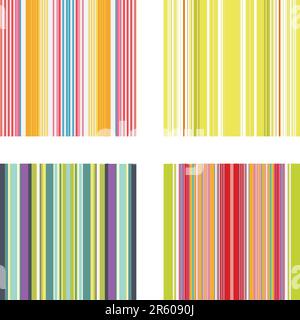 Four retro (seamless) vector stripe patterns in bright colors Stock Vector