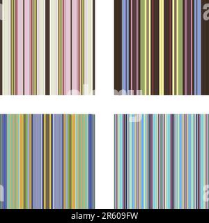Four retro (seamless) vector stripe patterns in bright colors Stock Vector