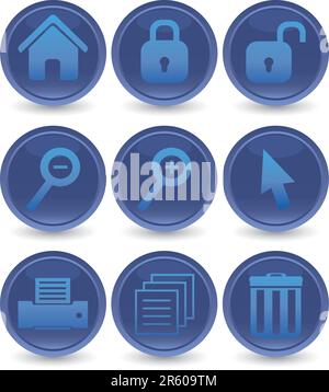 blue web icons set Stock Vector