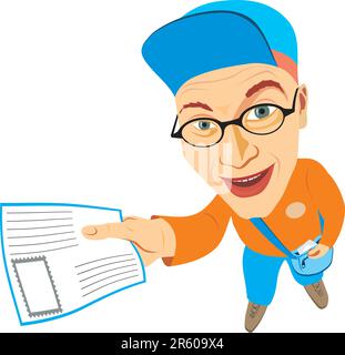 Post office male worker in american uniform flat color vector ...