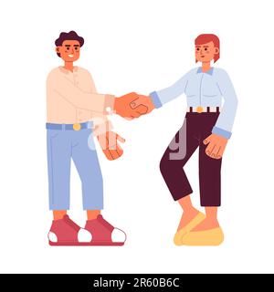Business deal handshake semi flat colorful vector characters Stock Vector