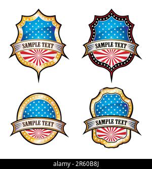Colorful Gold USA Vintage Emblems Stock Vector
