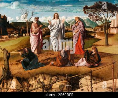Giovanni Bellini, Transfiguration of Christ, painting in oil on panel, 1478-1479 Stock Photo