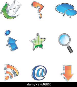 set of tree-dimensional icons Stock Vector