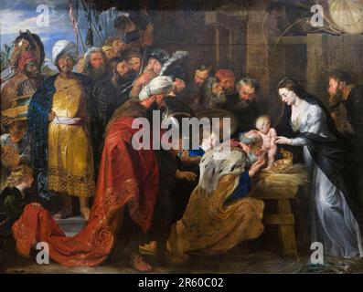 Peter Paul Rubens, Adoration of the Magi, painting in oil on canvas, 1617-1618 Stock Photo